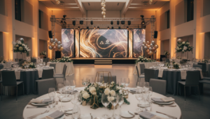 Luxury corporate event venue with modern decor