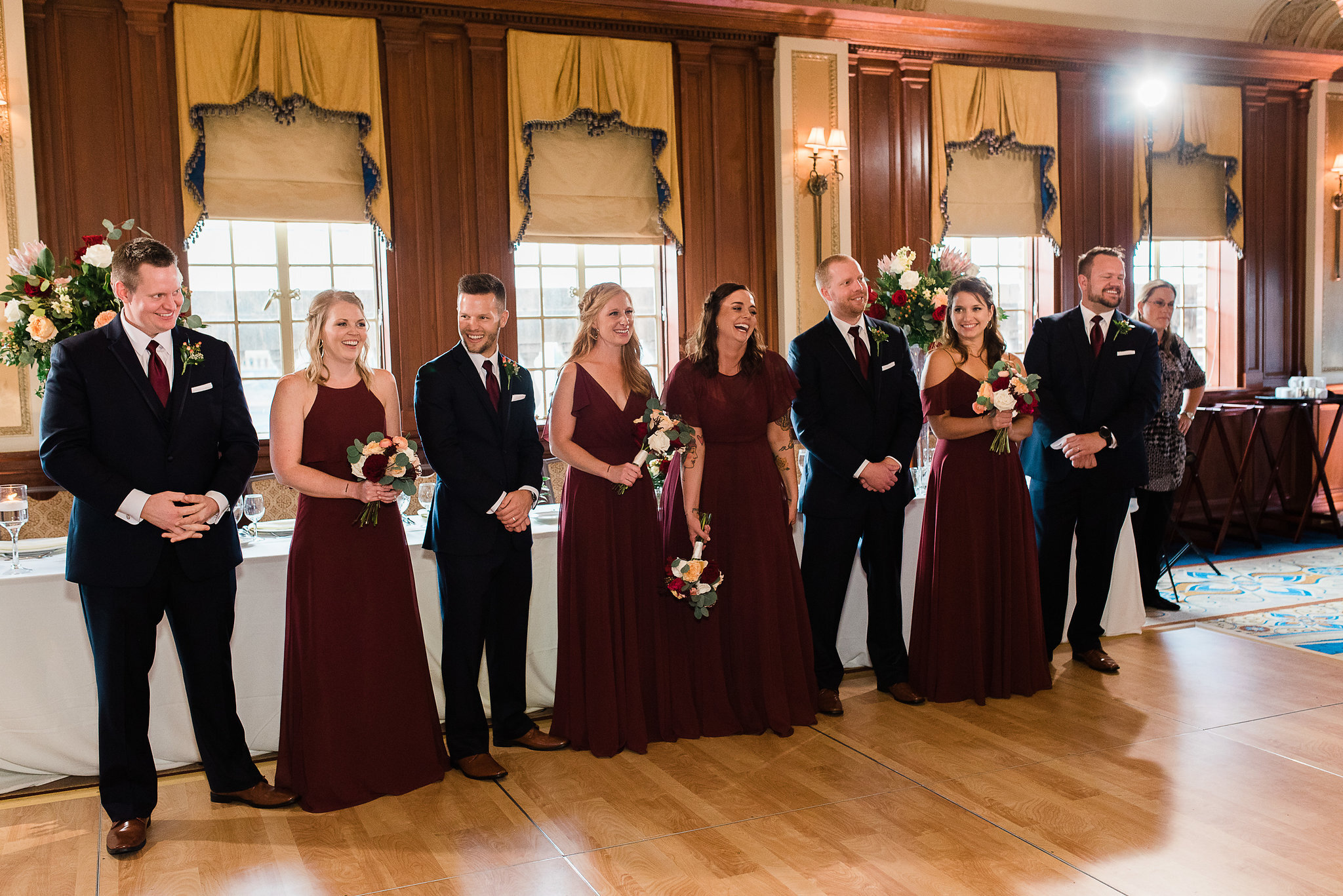 Guests were first greeted with signature drinks and an incredible-looking room with incredible floral and many personal details. Then the grand entrance of the wedding party set up the perfect background for what came next.